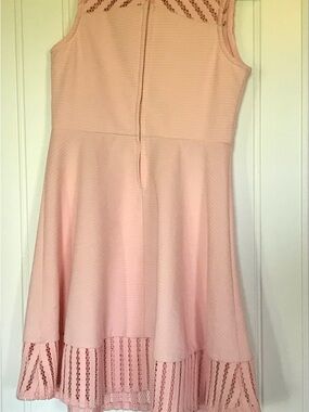 Zunie Blush Pink Lace-Hem Fit & Flare Dress